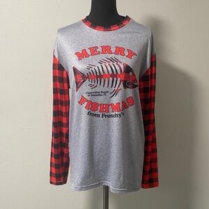 Gray and Red Plaid Long Sleeve Women's Top